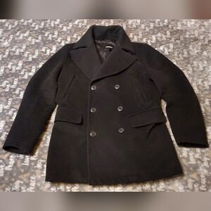 Express Men’s Wool Peacoat Black Small Winter Jacket 5-Pocket